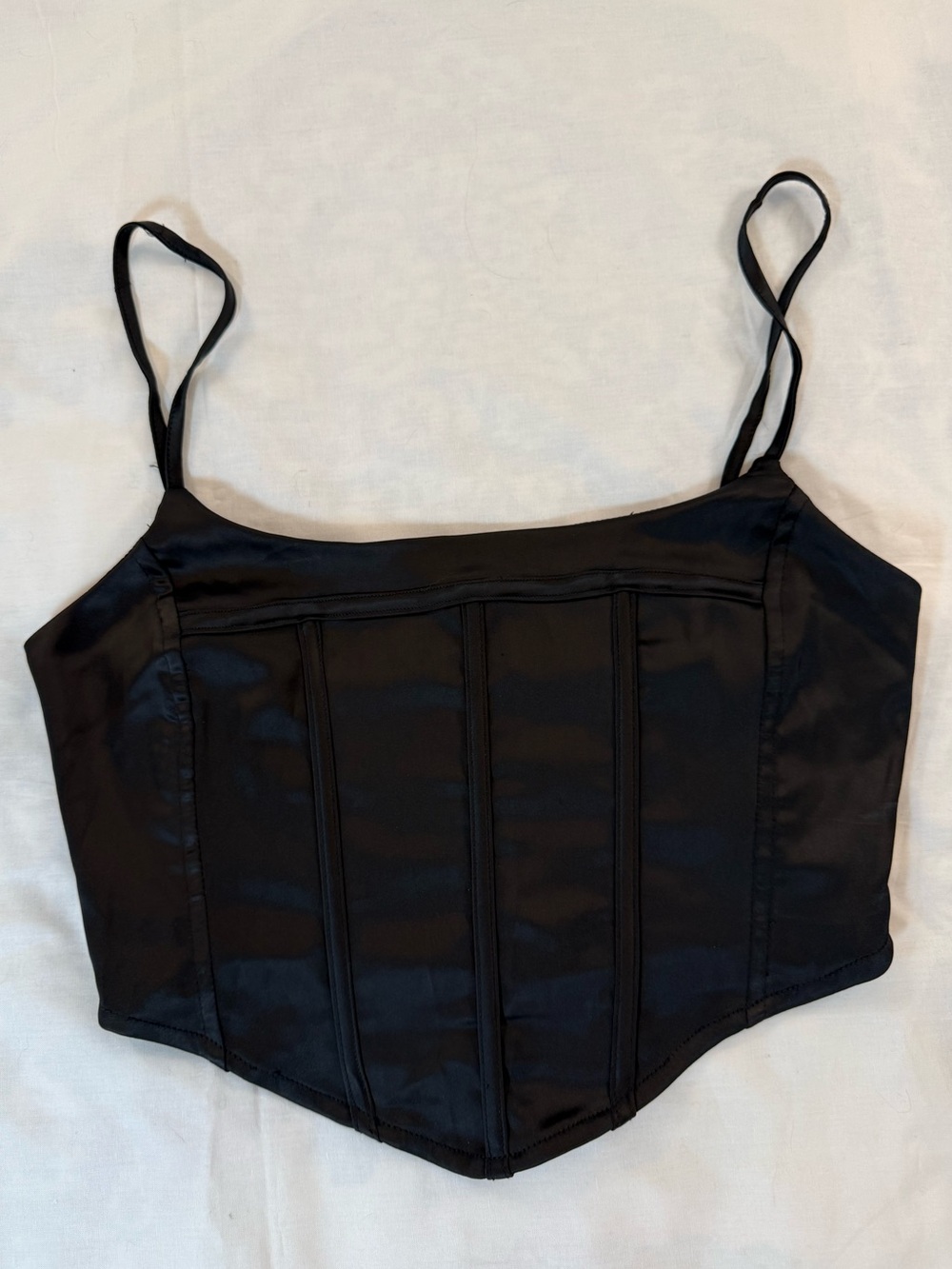 Tilly's Black Satin Corset-Style Crop Top